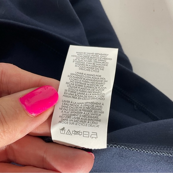 Cabi Contessa Long Sleeve Asymmetric Neckline Navy Built-In Shelf Bra Soft Sz SM - Picture 15 of 16